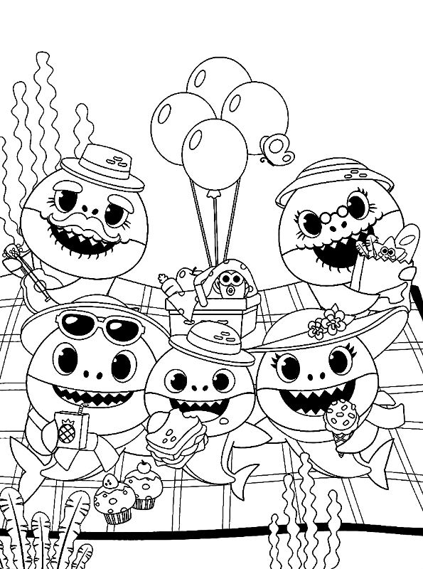 Kids-n-fun.com | Coloring page Baby Shark baby shark family